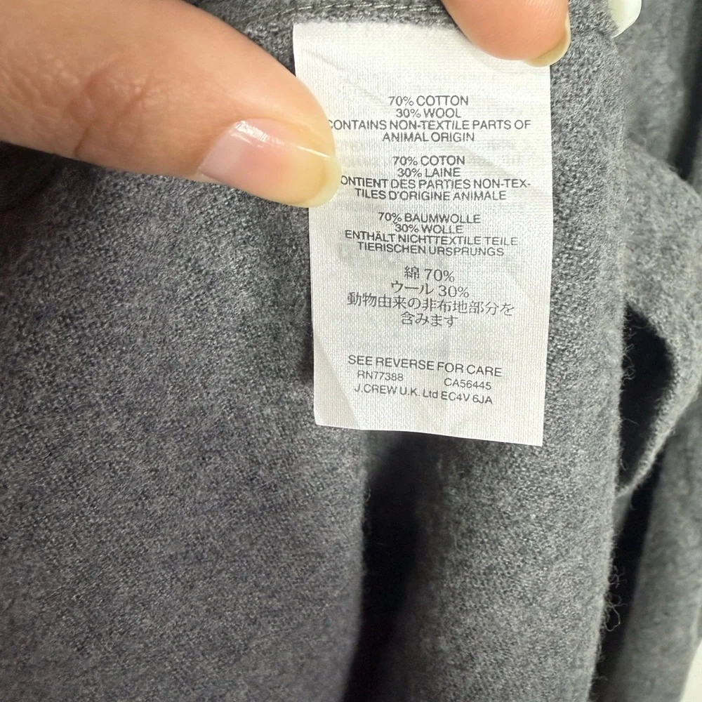 J.Crew Slim Gray Cotton Wool Button Down Shirt Elbow Patch Size‎ L